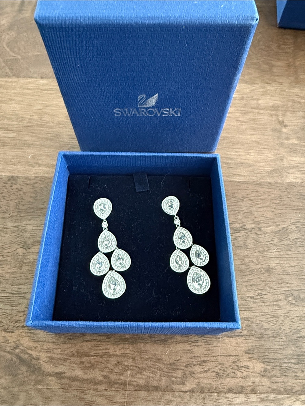 Swarovski Silver Teardrop Crystal Chandelier Earrings